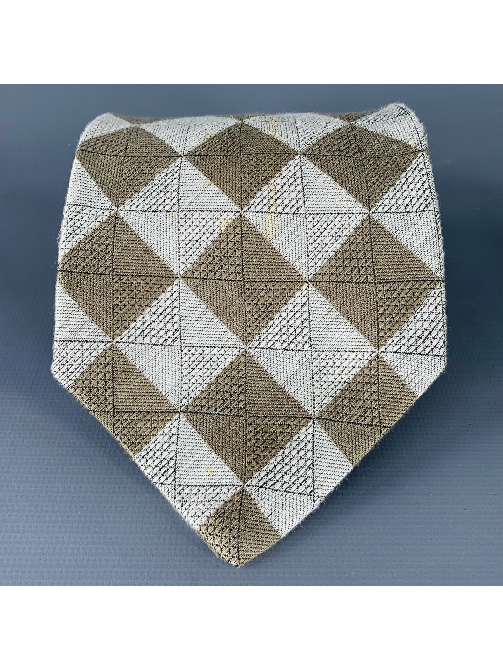 Zanzara Grey Olive Checkered Silk Tie